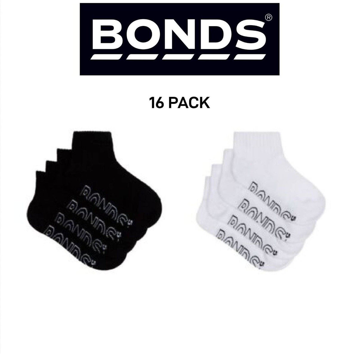 Bonds Kids Logo Light Quarter Crew Lightweight and Breathability 16 Pack RXUT4N