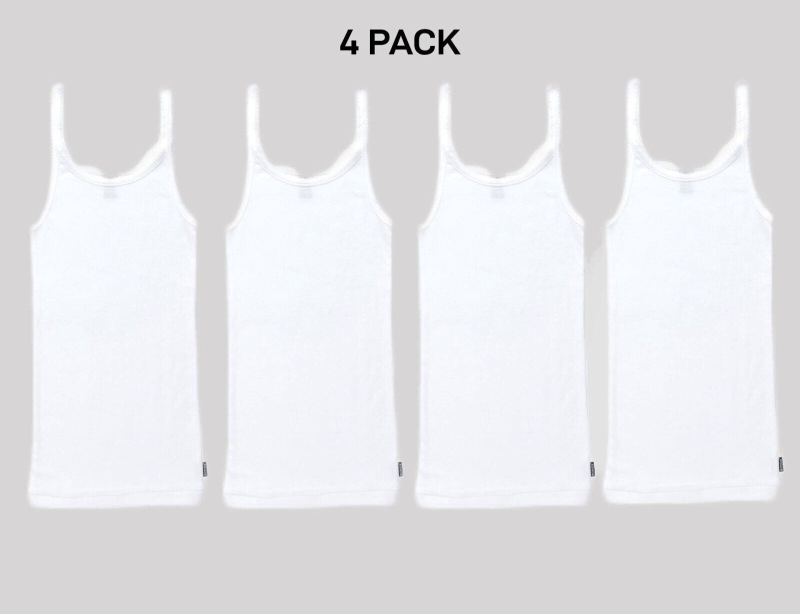 Bonds Girls Teena Singlet Super Soft Cotton Rib Wide Shoulders Top 4 Pack UYXP1B