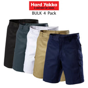 Hard Yakka Mens 4 Pack Generation Gen Y Cotton Cargo Drill Work Shorts Y05500