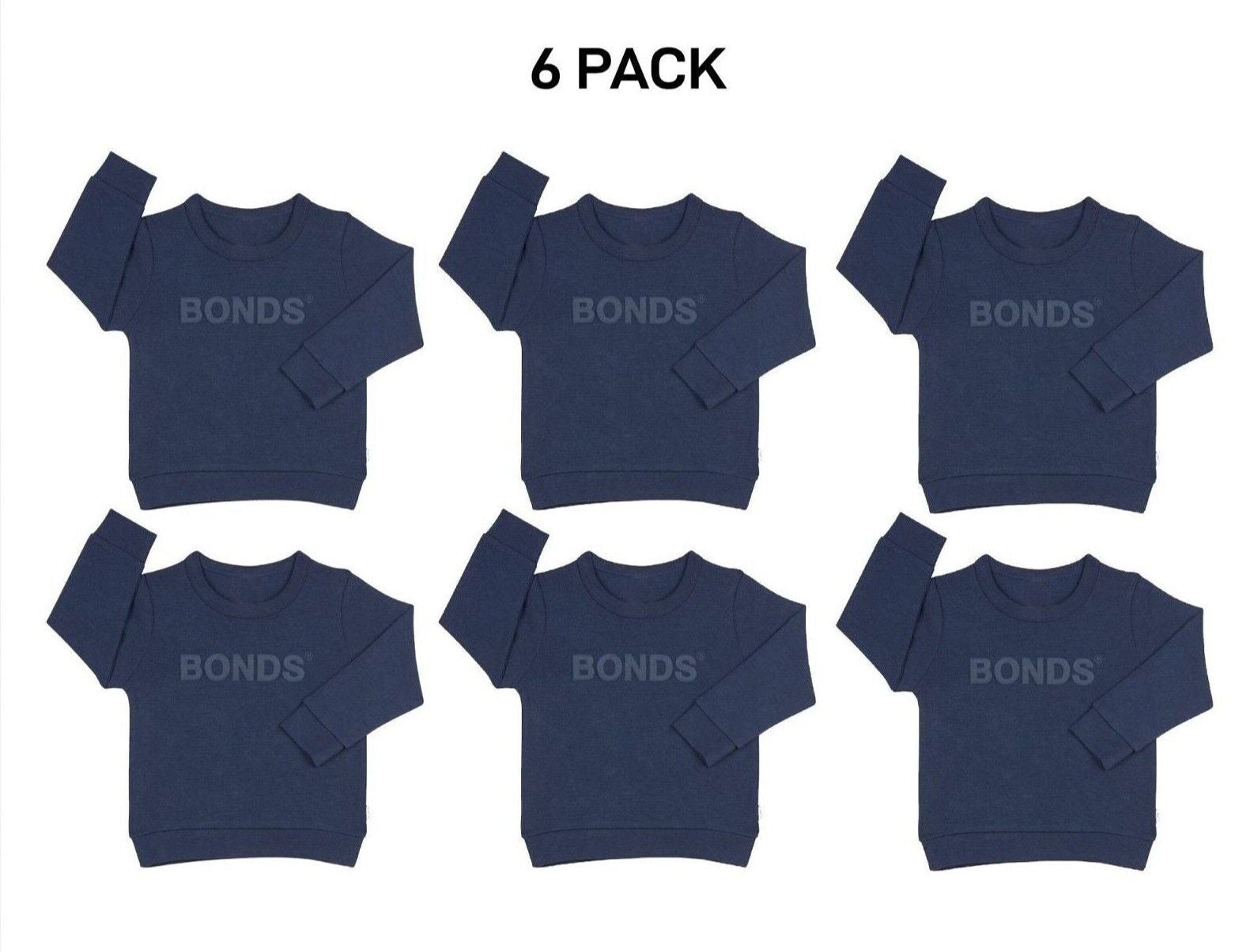 Bonds Kids Tech Sweats Pullover Soft Knitted Warm Cotton Poly Blend 6 Pack KVQTK