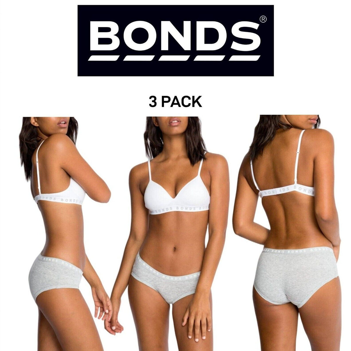 Bonds Womens Hipster Boyleg Soft Cotton Comfortable Stretch Brief 3 Pack WUVWA