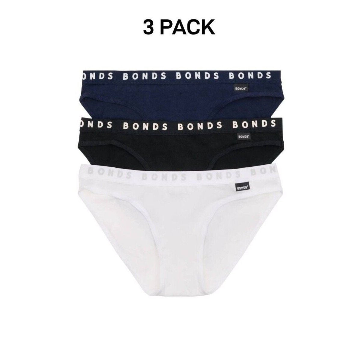 Bonds Girls Hipster Bikini Plain Comfortable Cotton Fabric 3 Pack UWPR3A
