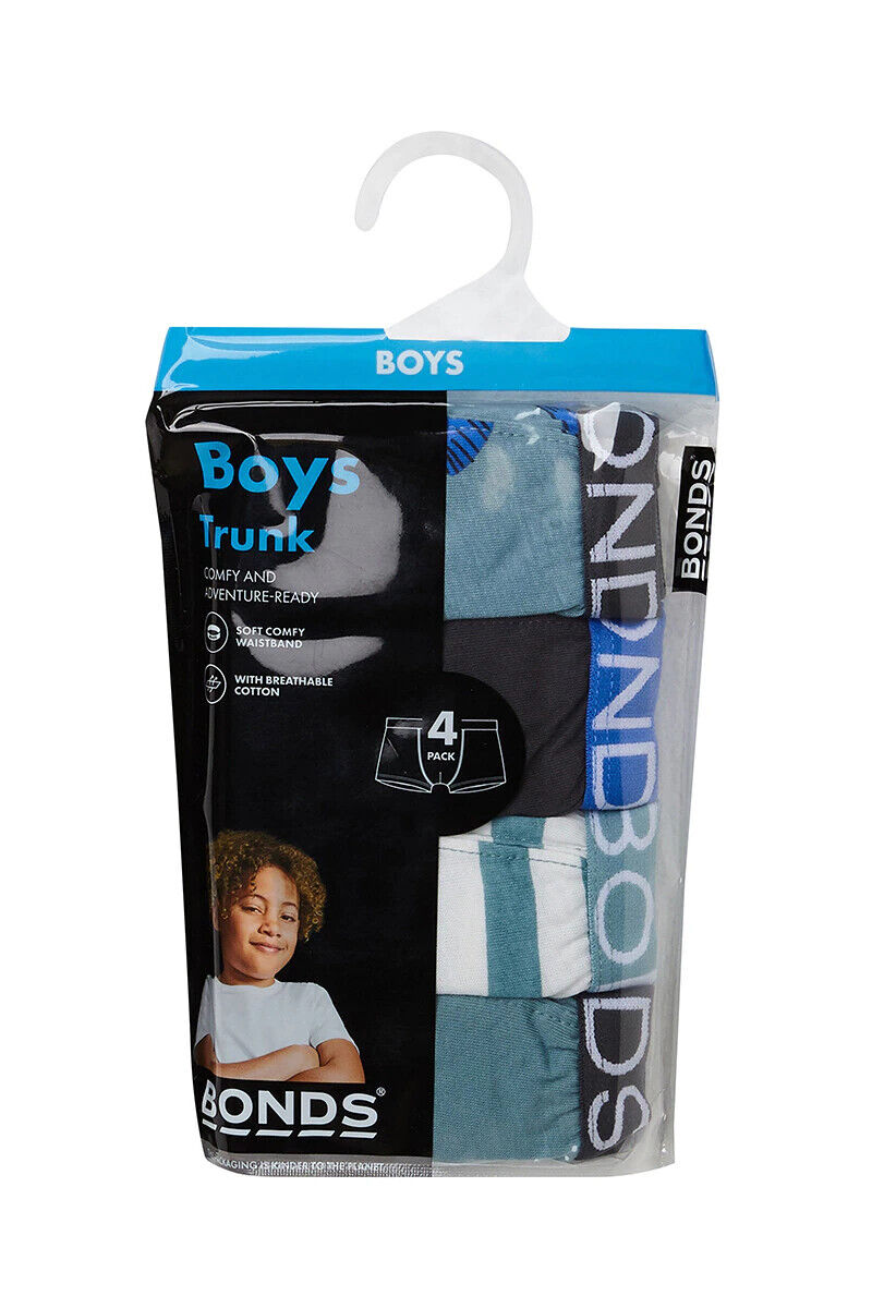 Bonds Boys Trunk Supportive Pouch with Comfy Coverage and Elastic 4 Pack UWCF4A