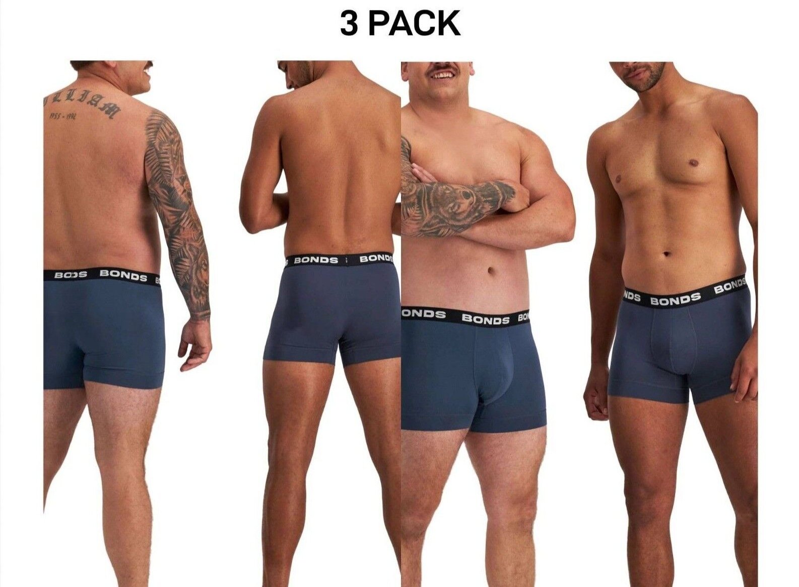 Bonds Mens Total Package Trunk Super Soft Breathable Viscose Bamboo 3 Pack MWKV