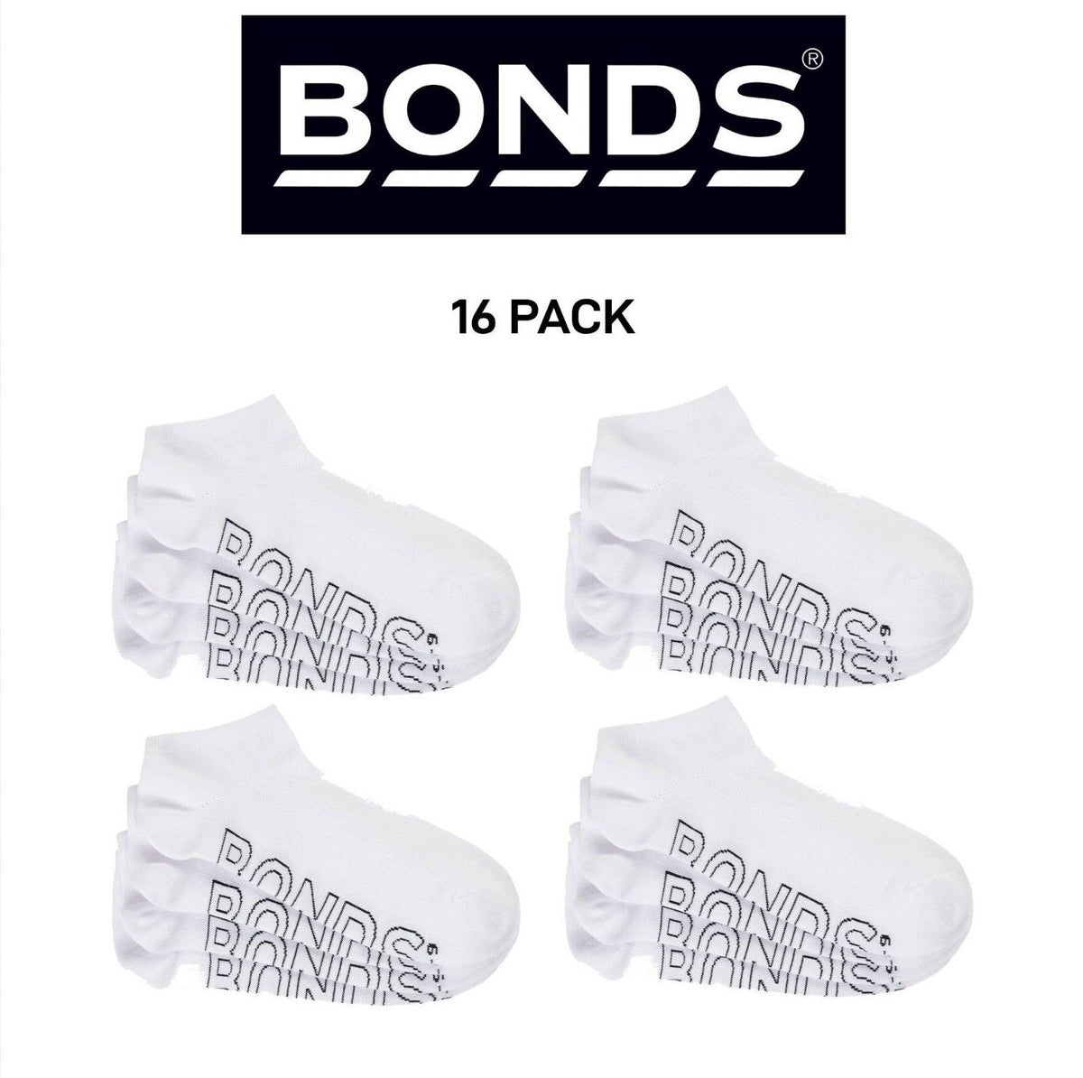 Bonds Mens Logo Lightweight No Show With Mesh Cooling Zone Socks 16 Pack SXN44N