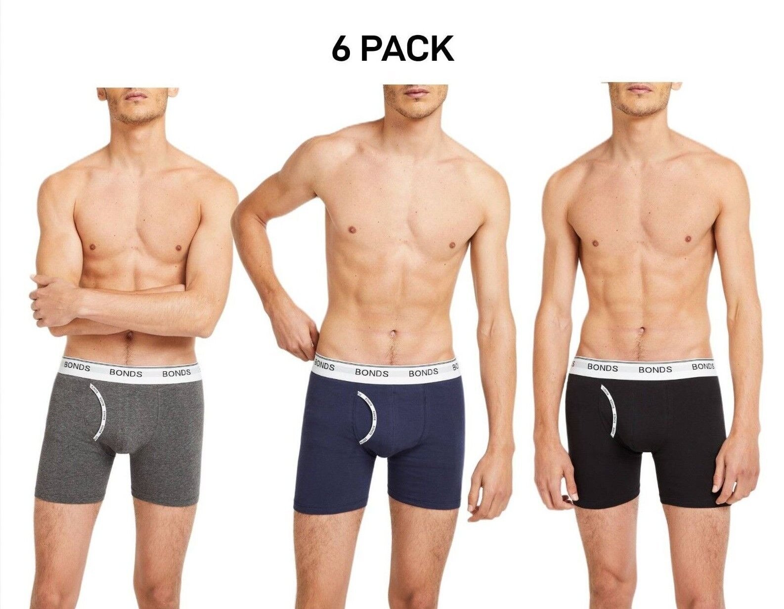 Bonds Mens Guyfront Mid Trunk Moisture Wicking to Keep Cool and Dry 6 Pack MY7WA