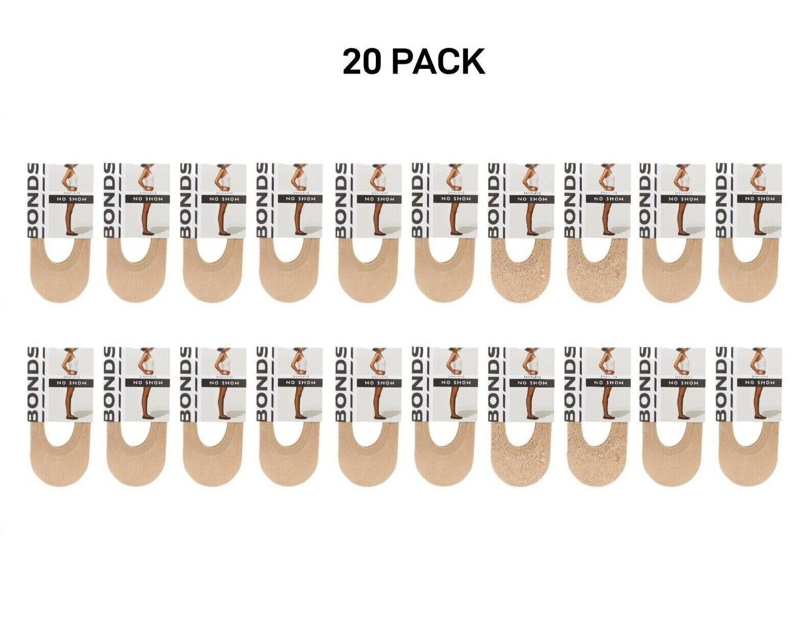 Bonds Womens No Show Footlets Stockings Sock Soft Snug & Seamless 20 Pack L64711
