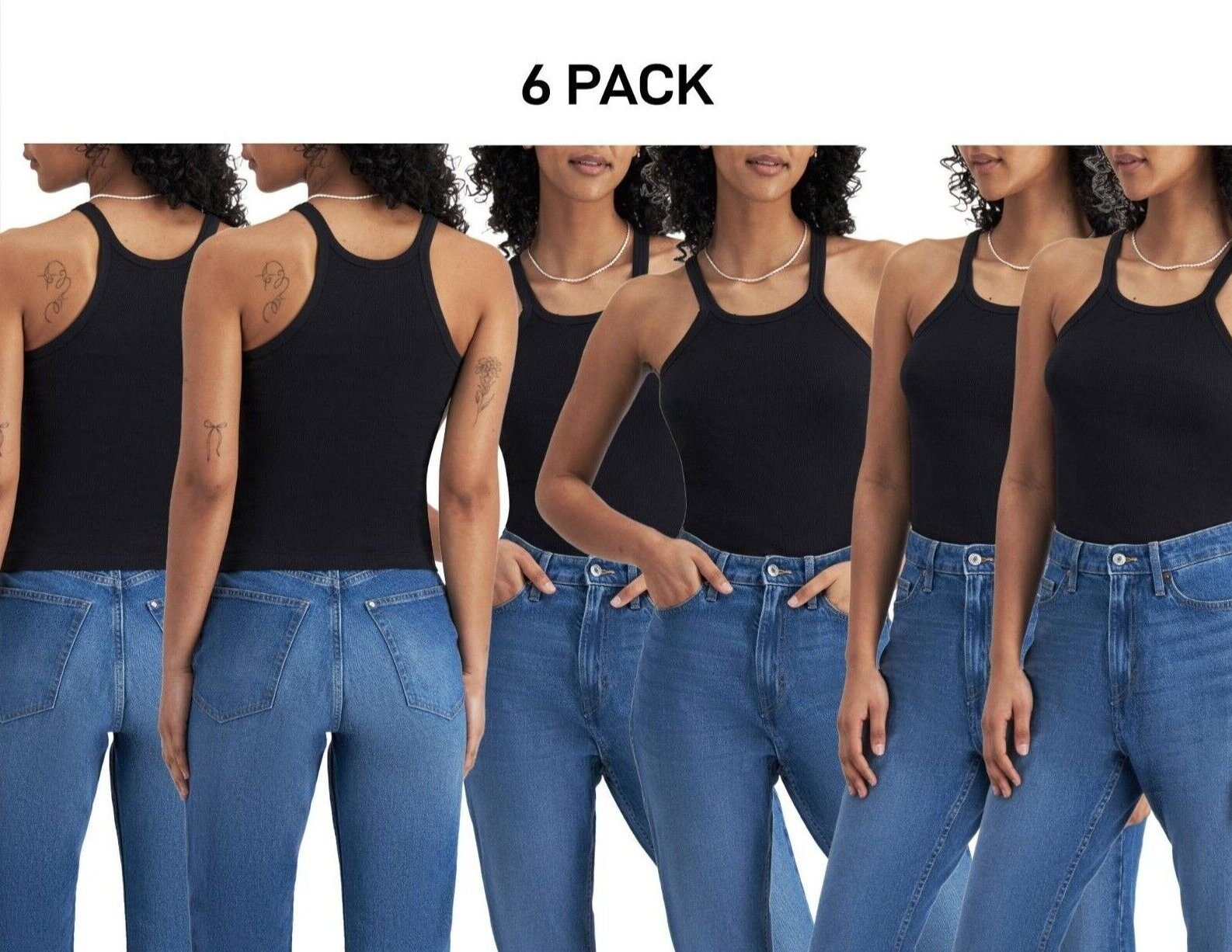 Bonds Womens Organic Chesty Singlet Flat-locked Side Seam Cotton Rib 6 Pack WTHY