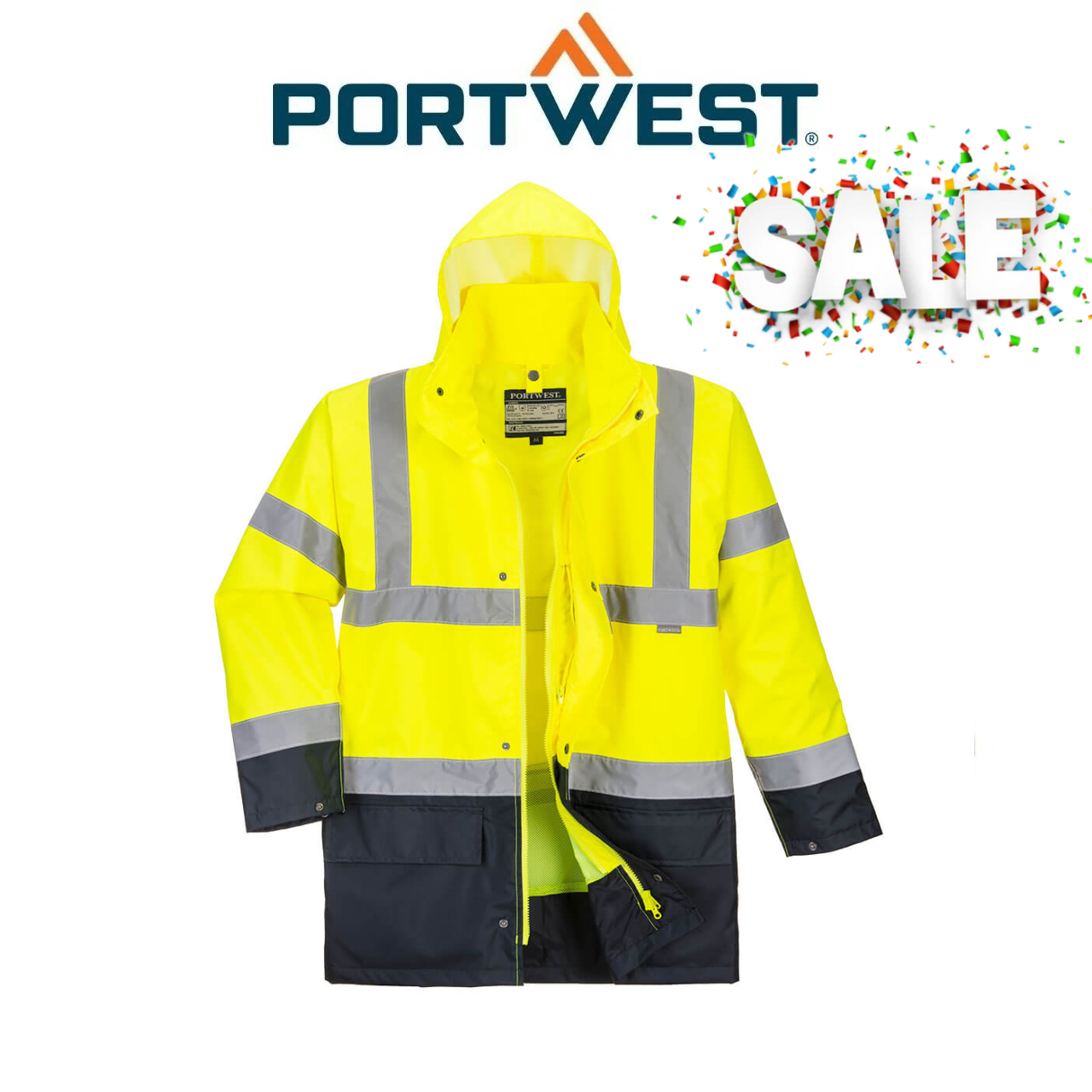Clearance! Portwest Essential 5-in-1 Two-Tone Jacket Reflective Taped Work S766