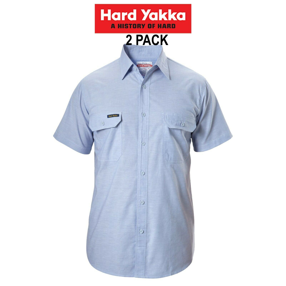 Hard Yakka 2 Pack Short Sleeve Chambray Light Cotton Business Work Shirt Y07529