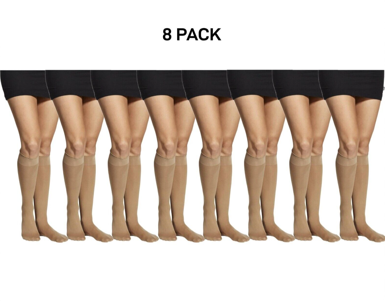Bonds Womens Semi Opaque Knee High 40 Denier Socks Wide Comfort 8 Pack L79582