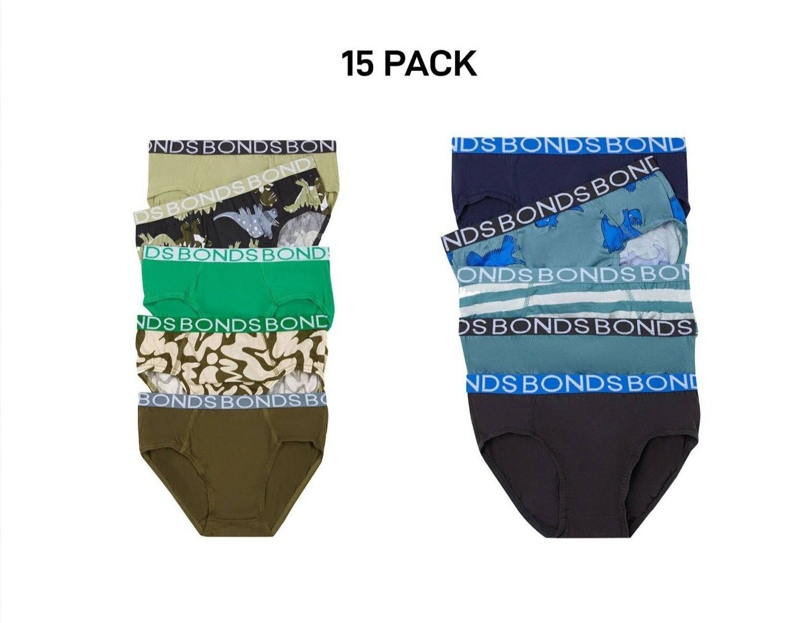 Bonds Boys Brief Soft Stretchable and Comfortable Contoured Fit 15 Pack UWNU5A