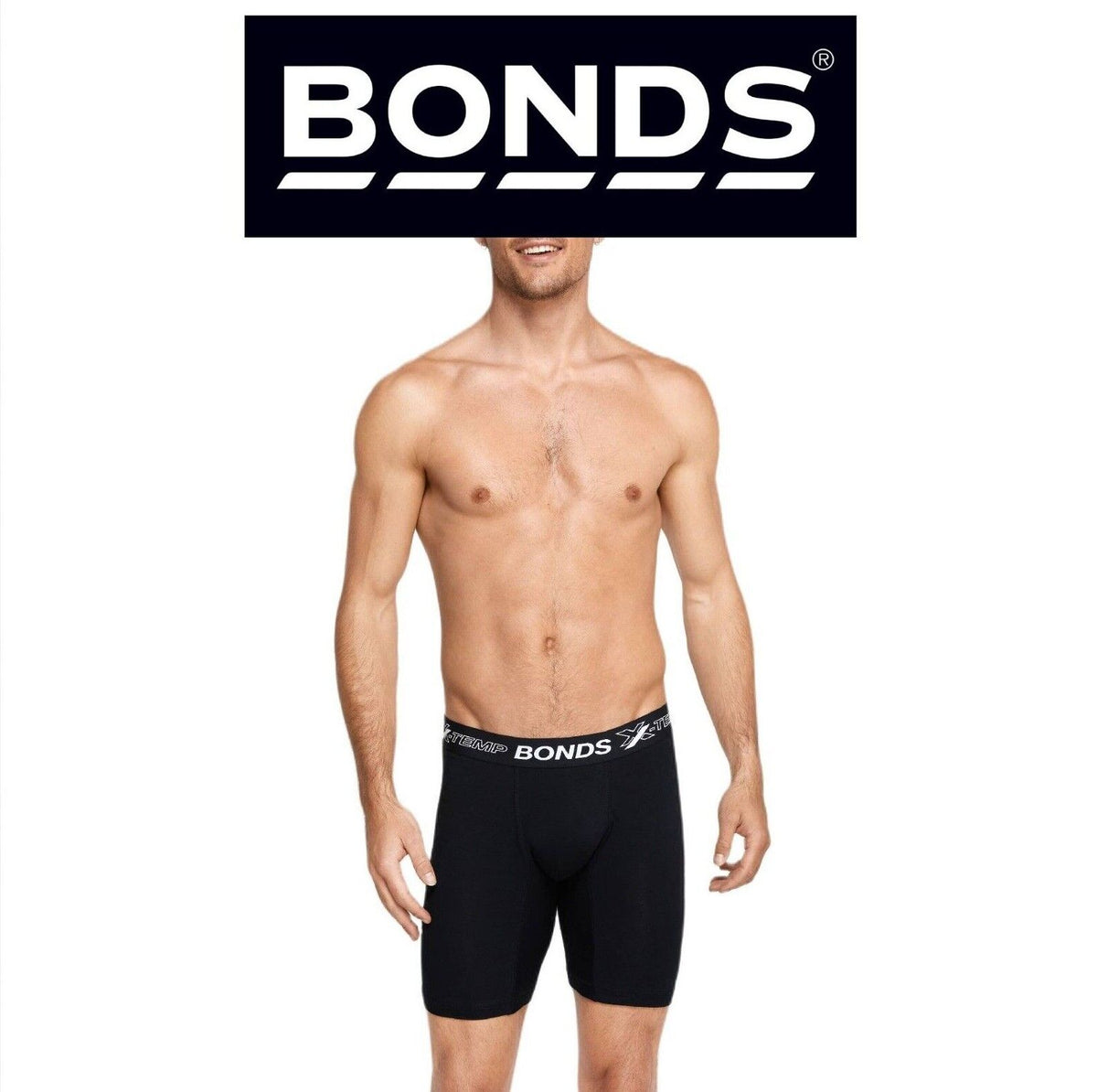 Bonds Mens X-Temp Long Trunk Stretchable Wide Waistband Flat Seams MXEHA