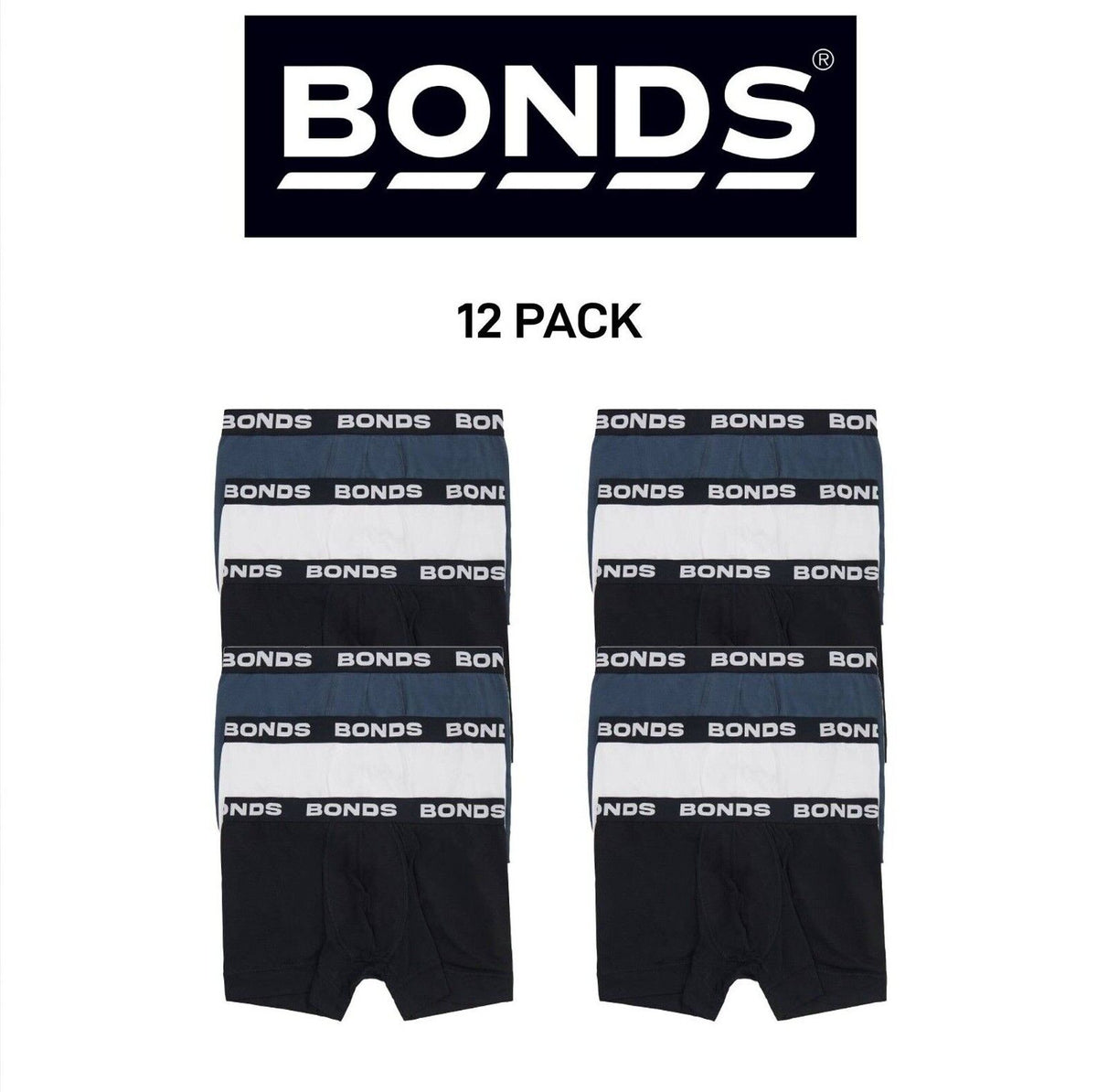Bonds Mens Total Package Trunk Comfy Super Soft and Breathable 12 Pack MWK83A