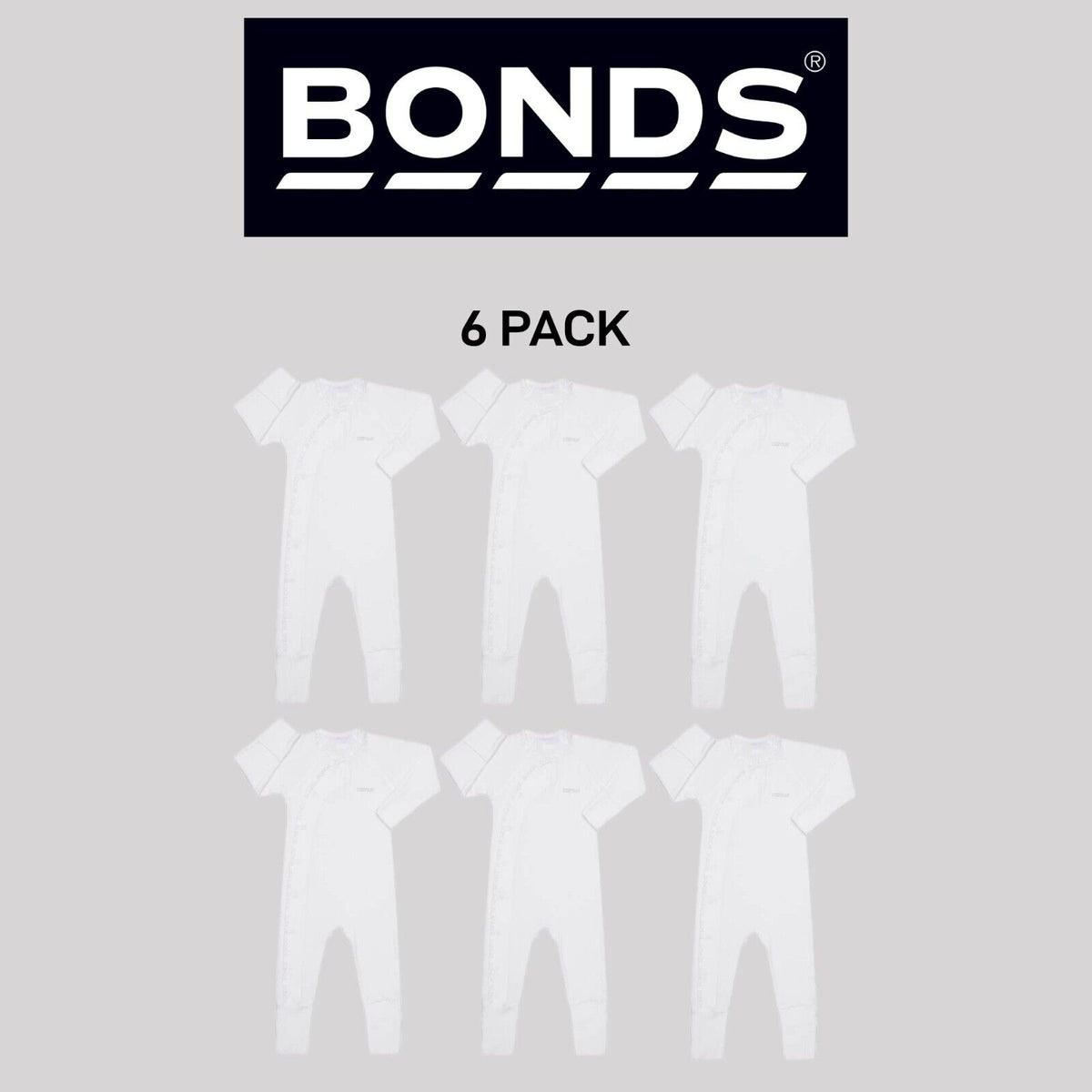 Bonds Baby Pointelle Cozysuit Branded Elastic Trim Aussie Cotton 6 Pack BXGGA