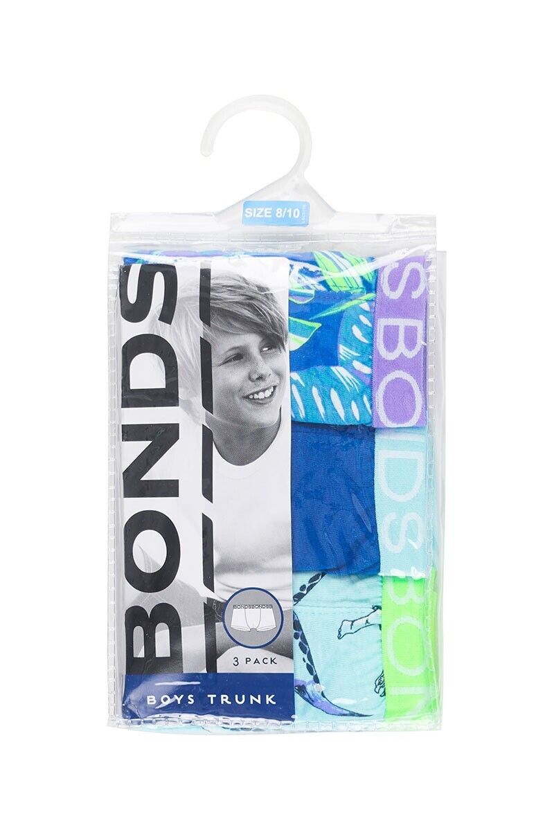 Bonds Boys Trunk Classic Branded Soft Elastic Stretch Waistband 3 Pack UXYJ3A