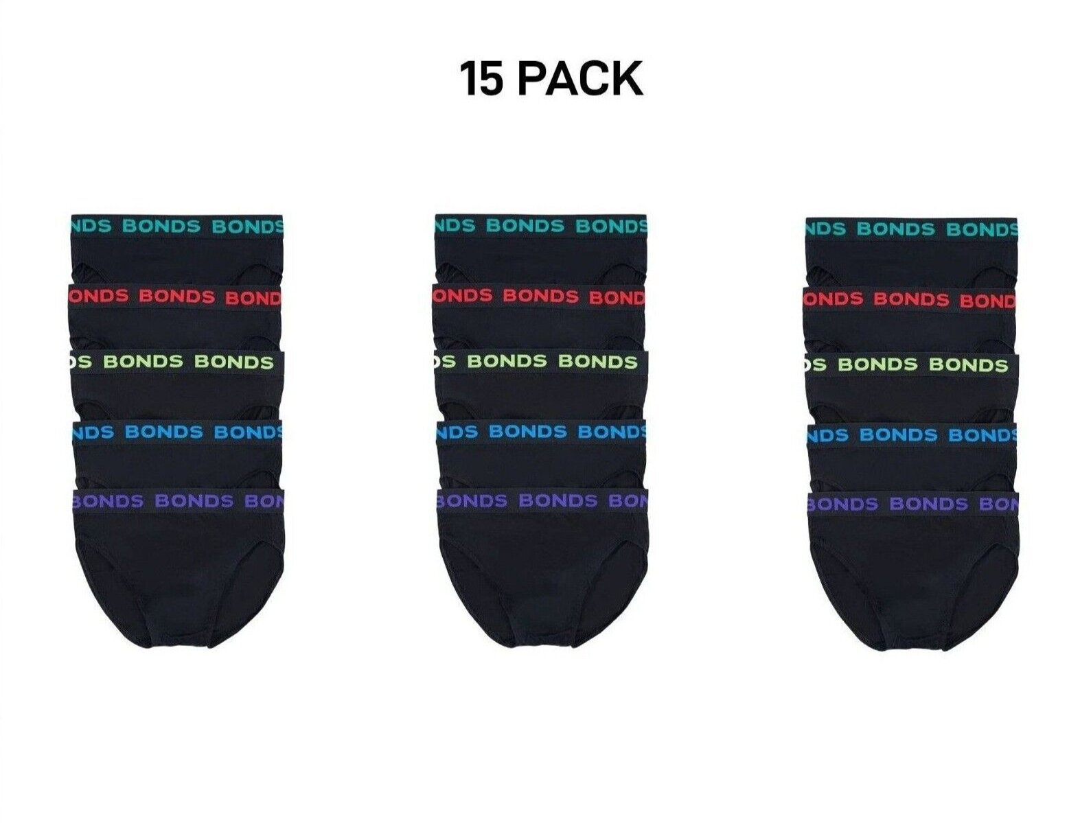 Bonds Mens Hipster Brief Super Soft Branded Elastic Waistband 15 Pack M8DMTX