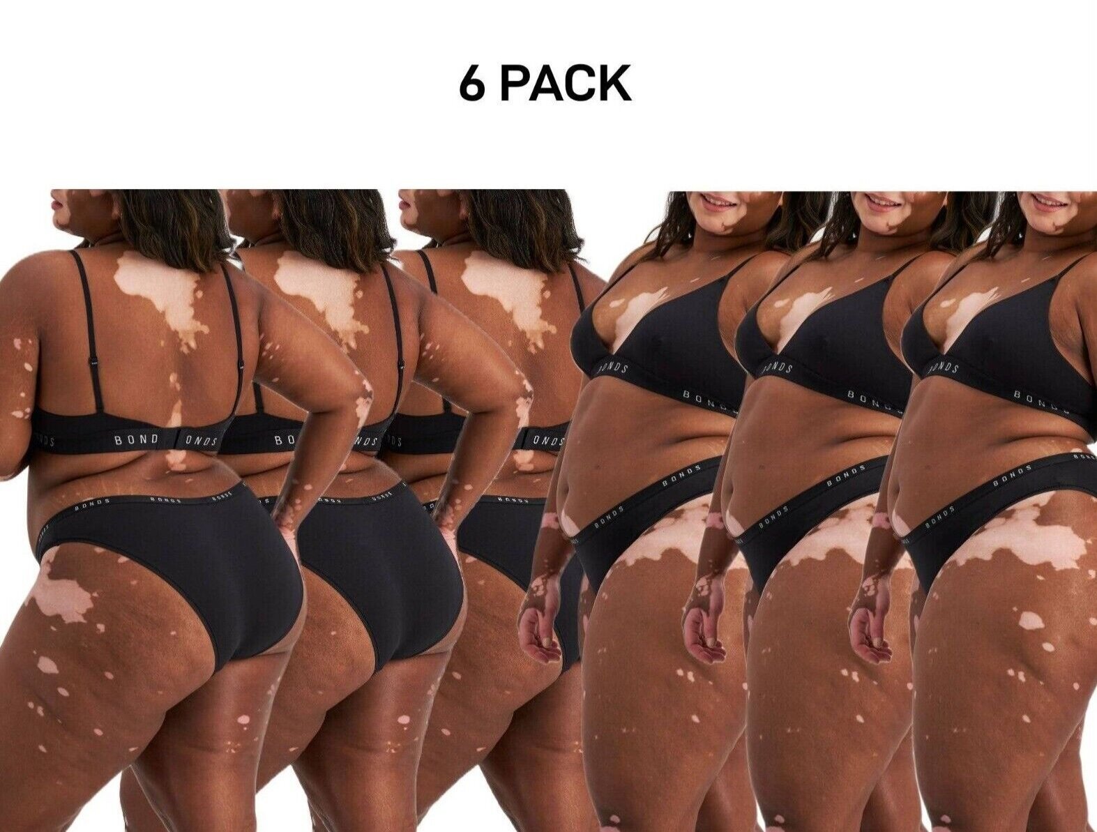 Bonds Womens Original Bikini Plain Breathable Stretchy Waist 6 Pack WVGMA