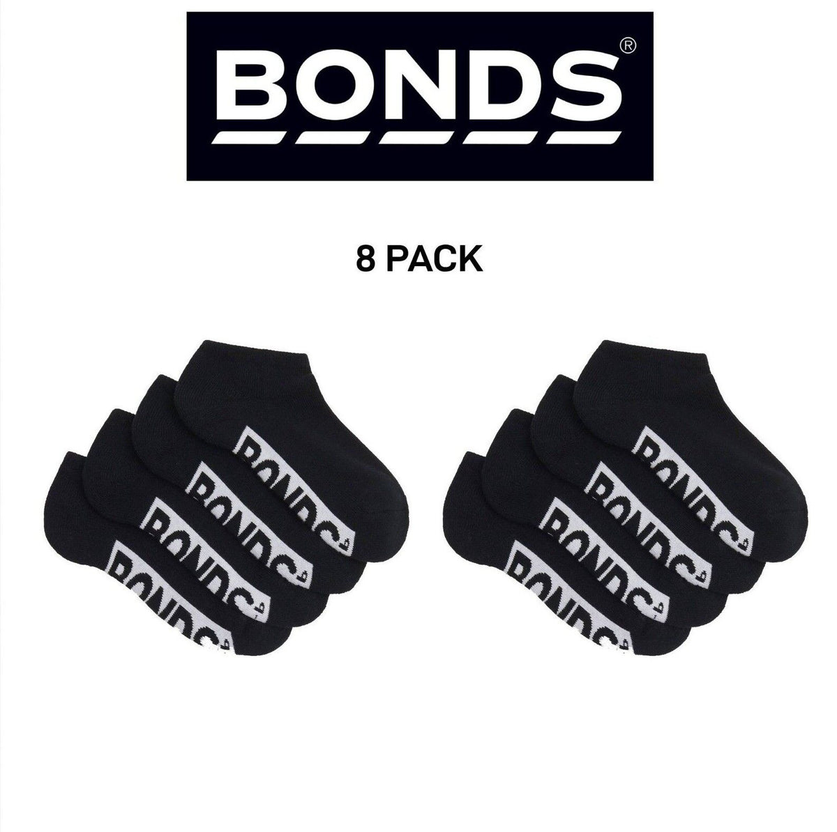 Bonds Kids Logo Cushioned Low Cut Socks Cotton Comfy Cushioning 8 Pack RXTV4W