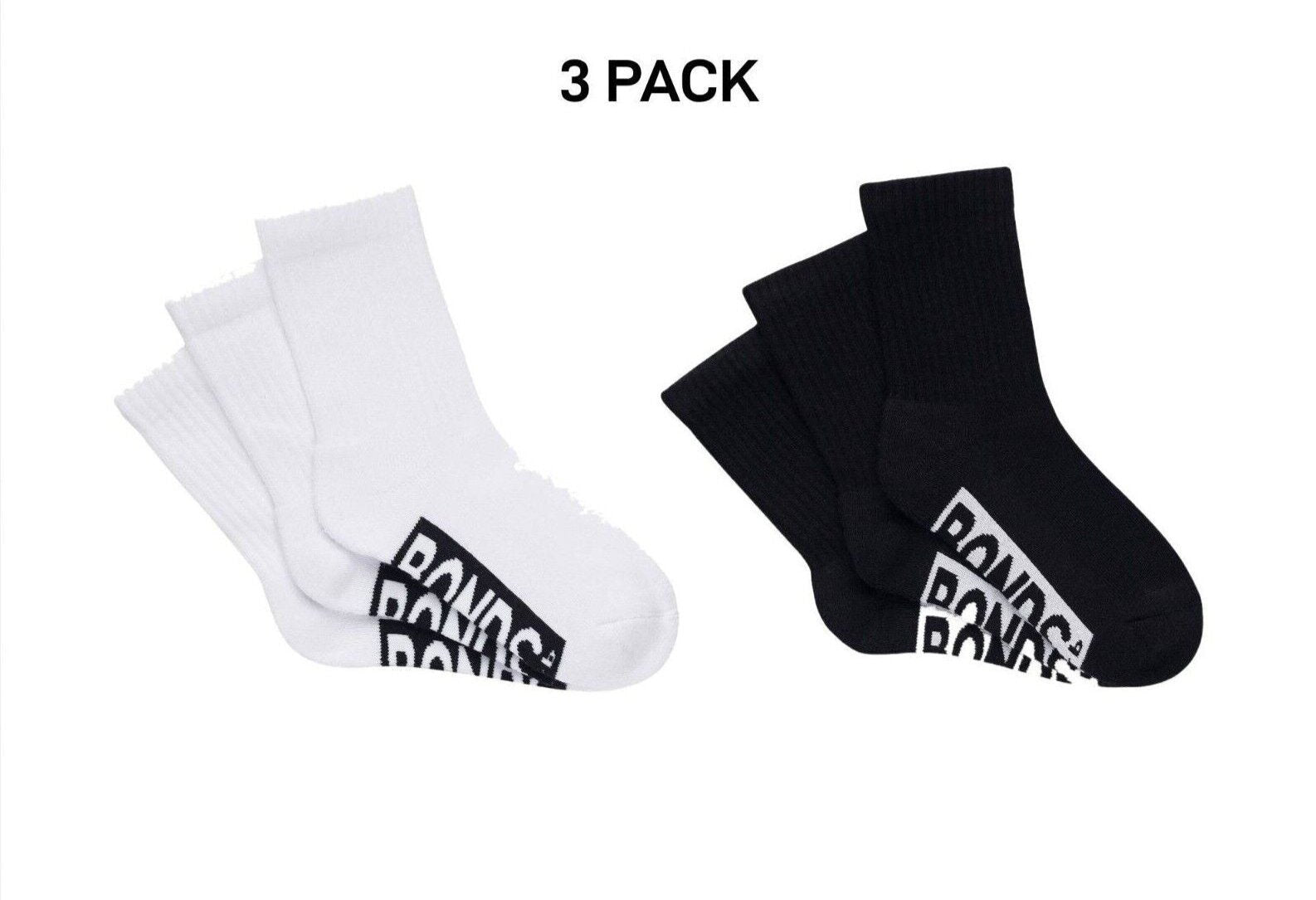 Bonds Kids Cushioned Crew Cushioned Smooth Toe Seams Socks 3 Pack RXUY3N