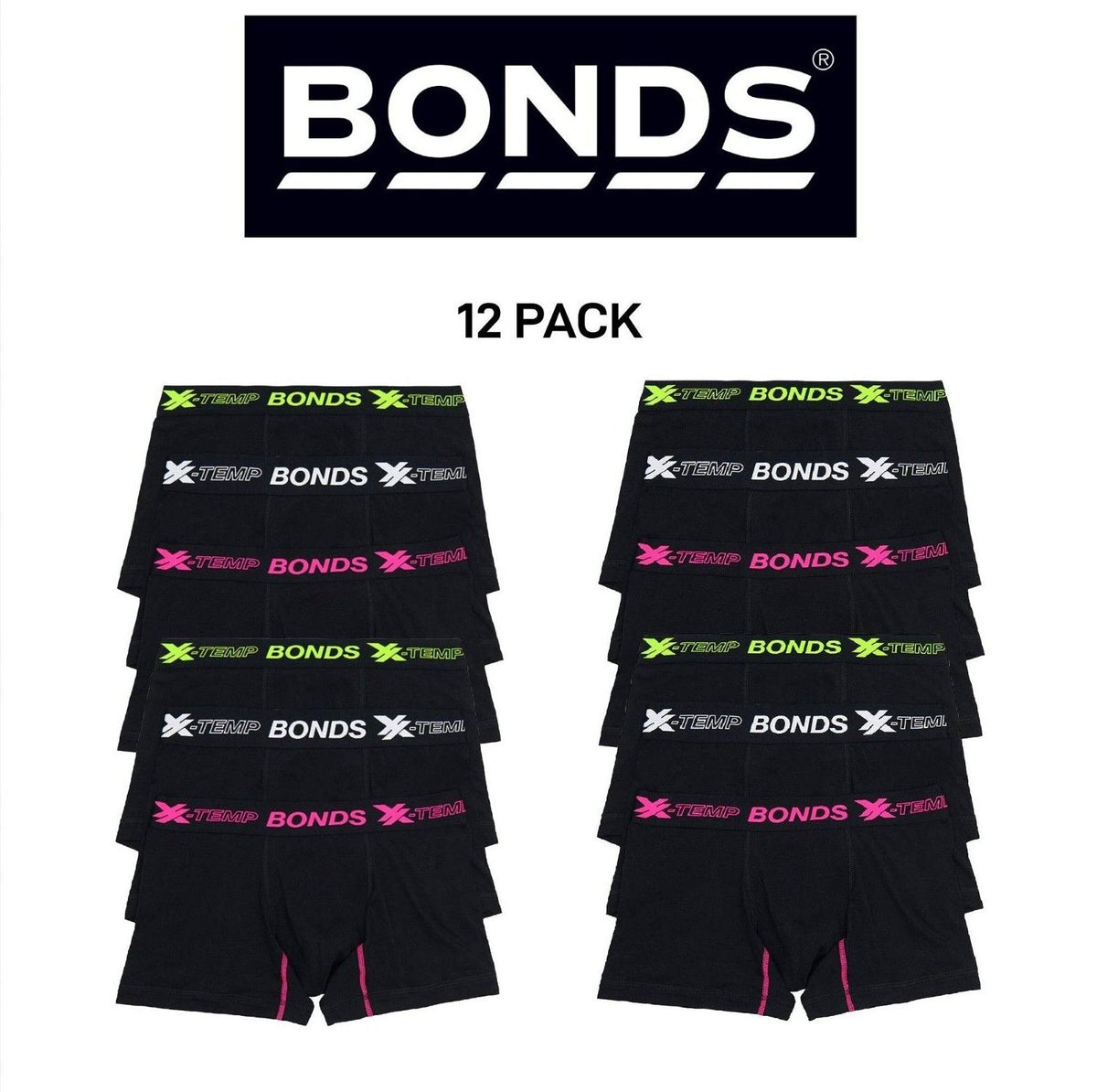 Bonds Mens X-Temp Trunk Super Flat Seams and Soft Elastic Binds 12 Pack MXDW3A