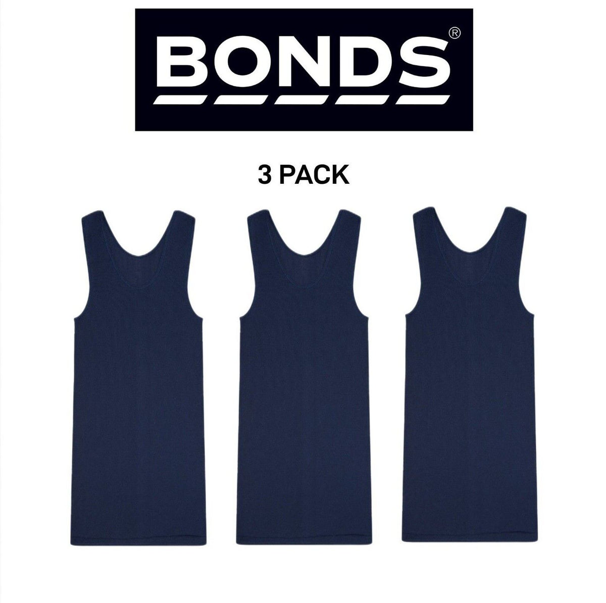 Bonds Mens Chesty Cotton Singlets Underwear Singlet Ribbed Cotton 3 Pack M757P
