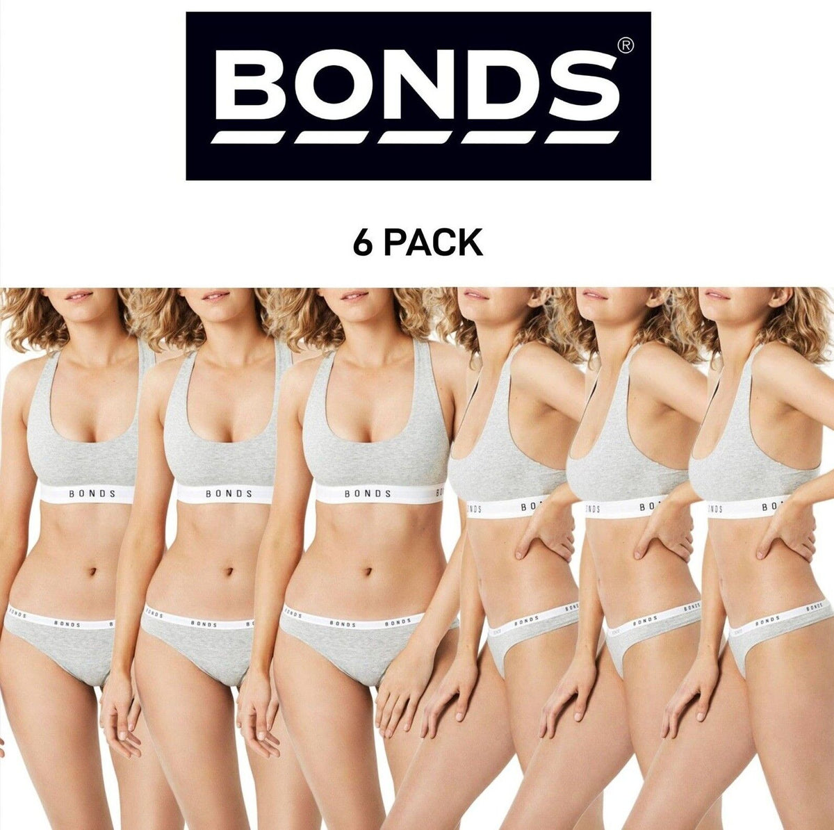 Bonds Womens Originals Gee Brief Soft Stretchy Waist and Flat Seams 6 Pack WV7HA