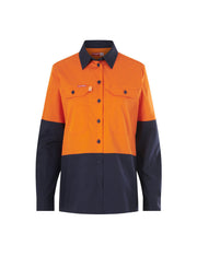 Hard Yakka Womens Long Sleeve HI Vis 2 Tone Reflective Vented Shirt Y08423-Collins Clothing Co