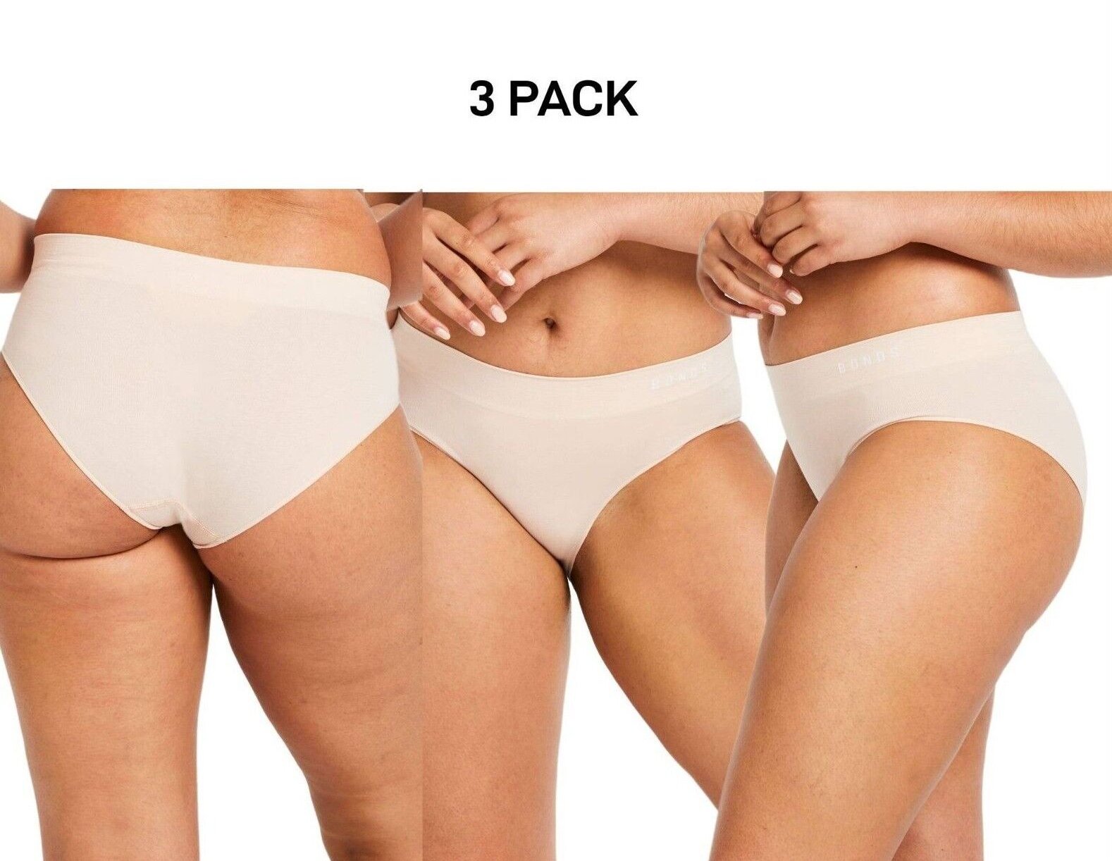 Bonds Womens Midi Seamless Smooth and Soft Breathable Brief 3 Pack WWGCA