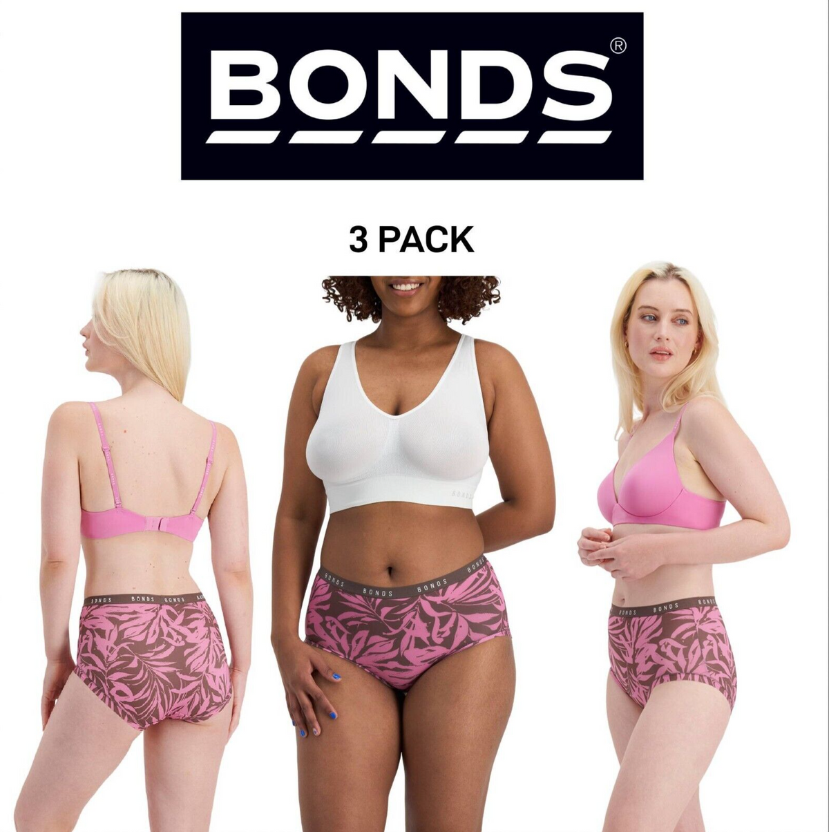 Bonds Womens Invisitails Full Brief Soft and Stretchy Sits Smoothly 3 Pack WZ5EY