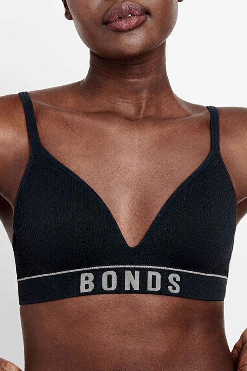 Bonds Womens Retro Rib Seamless Wirefree Tee Bra Contoured Shape 3 Pack WU8EW