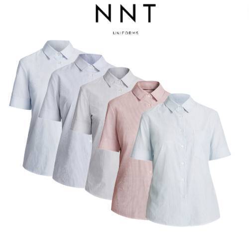 NNT WomensTextured Stripe SS Shirt Button Slimline Collared Shirt CATU65