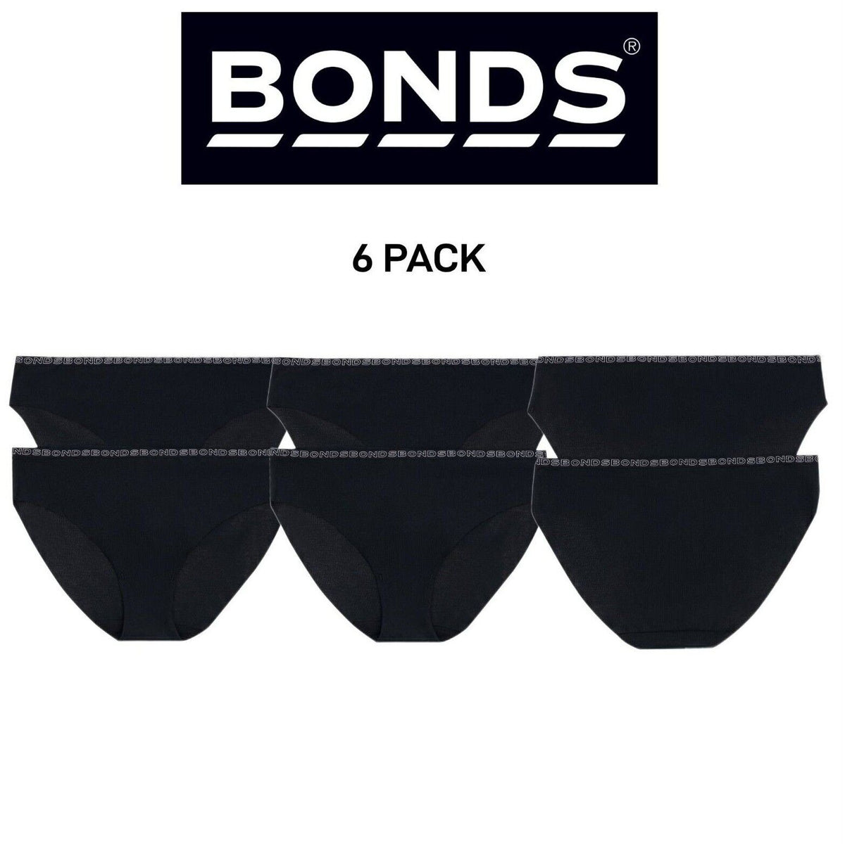 Bonds Womens No Show Bikini Smooth and Comfortable Waistband Brief 6 Pack WYQ5BW