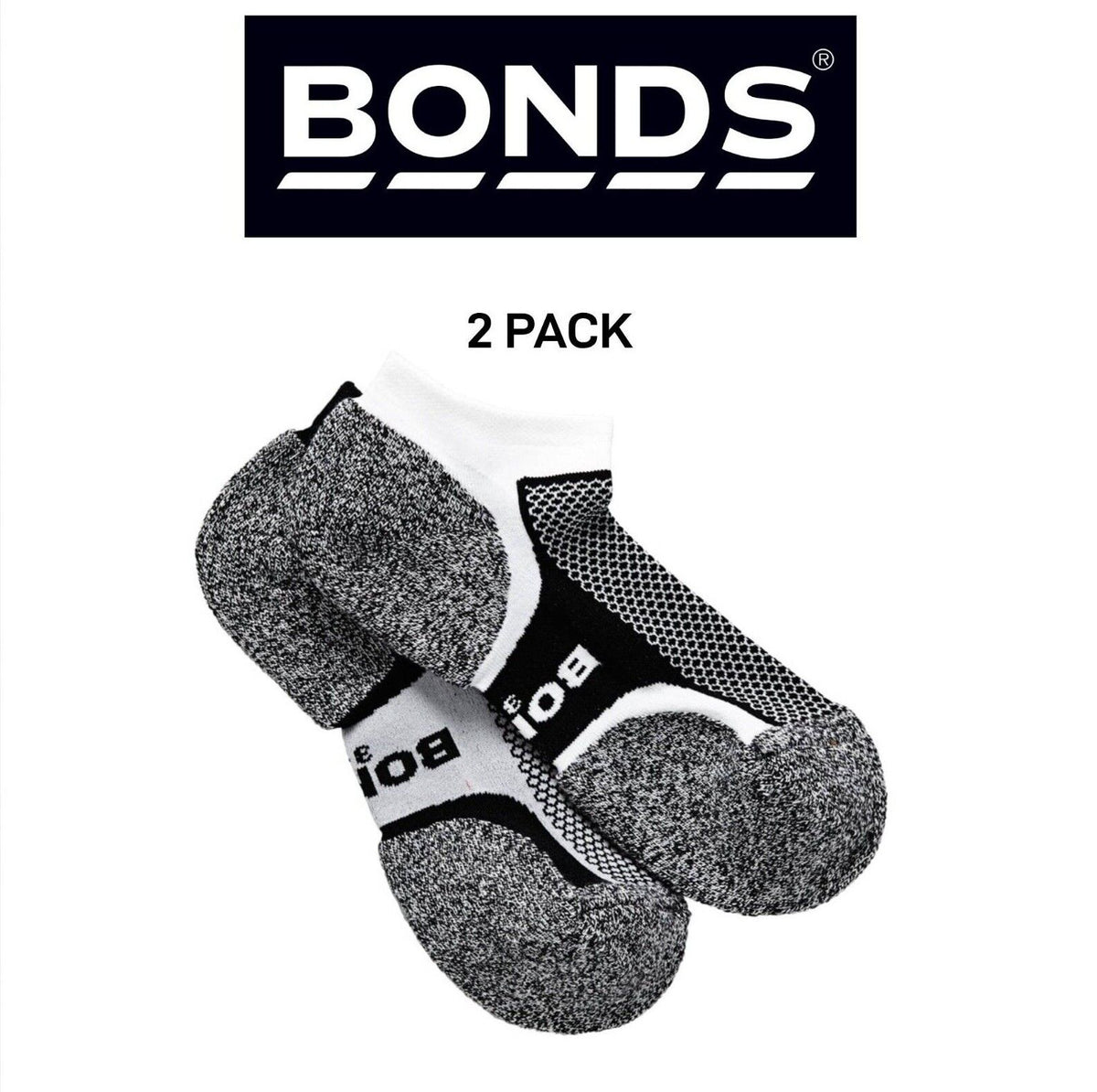 Bonds Womens Ultimate Comfort Low Cut Socks Heel & Toe Cushioning 2 Pack LANJ2N