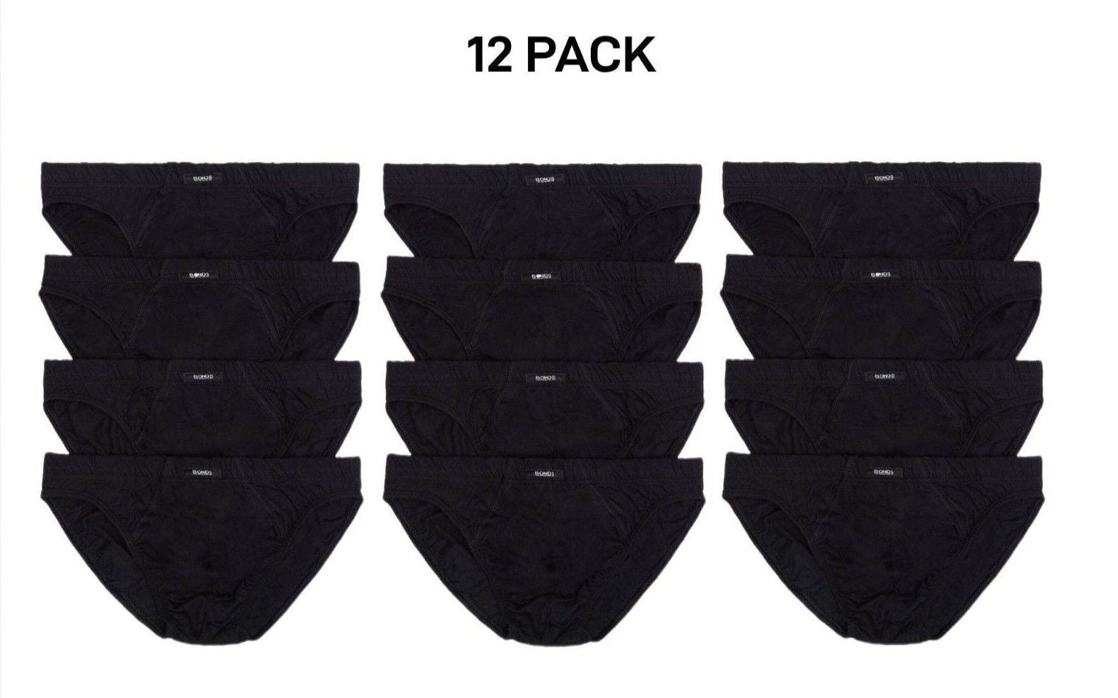 Bonds Mens Action Brief  Soft Cotton and Encased Elastic Comfort 12 Pack M8OS4