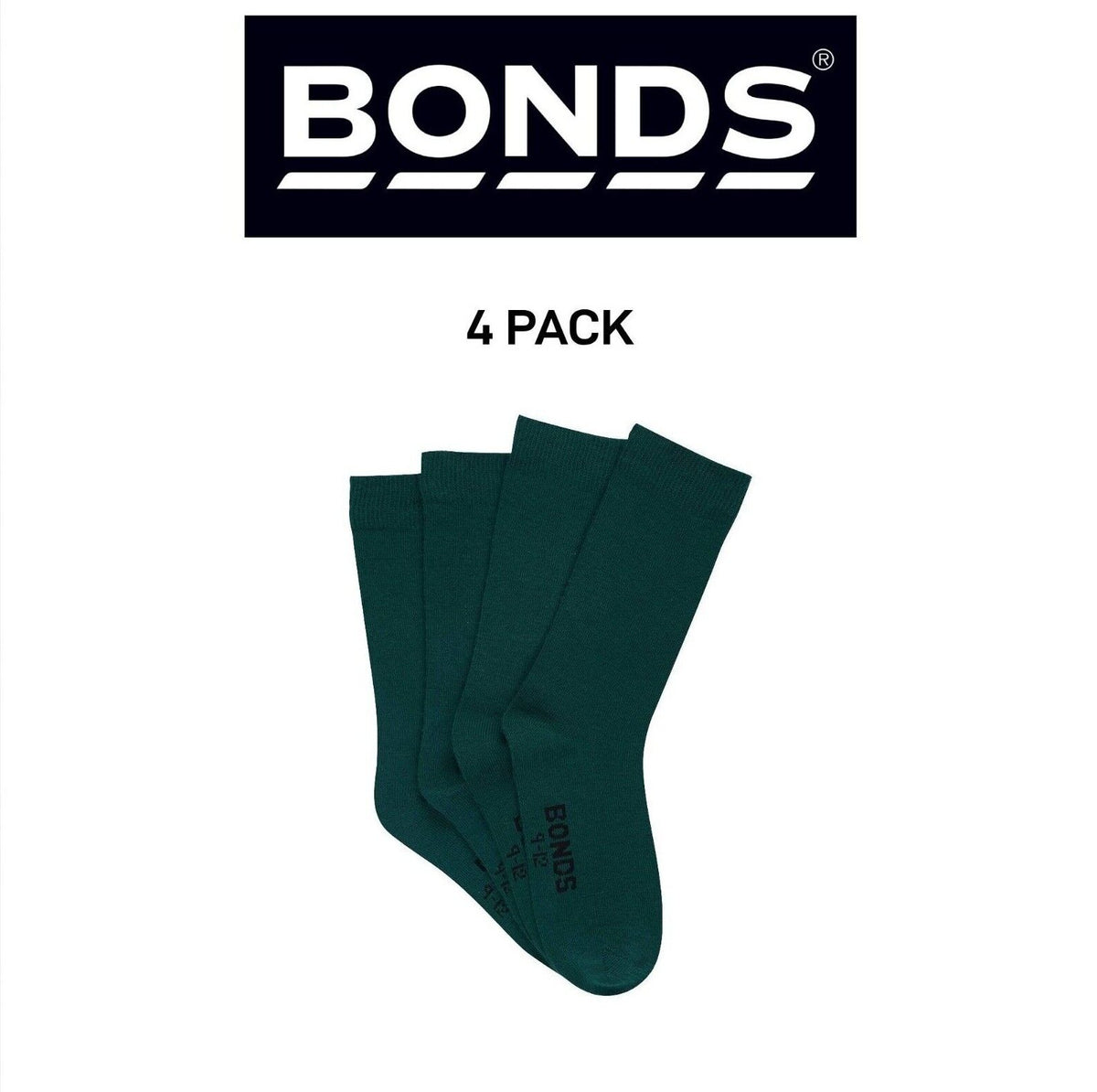 Bonds Kids School Oxford Crew Socks Ultimate Comfort and Softness 4 Pack RY4X4N