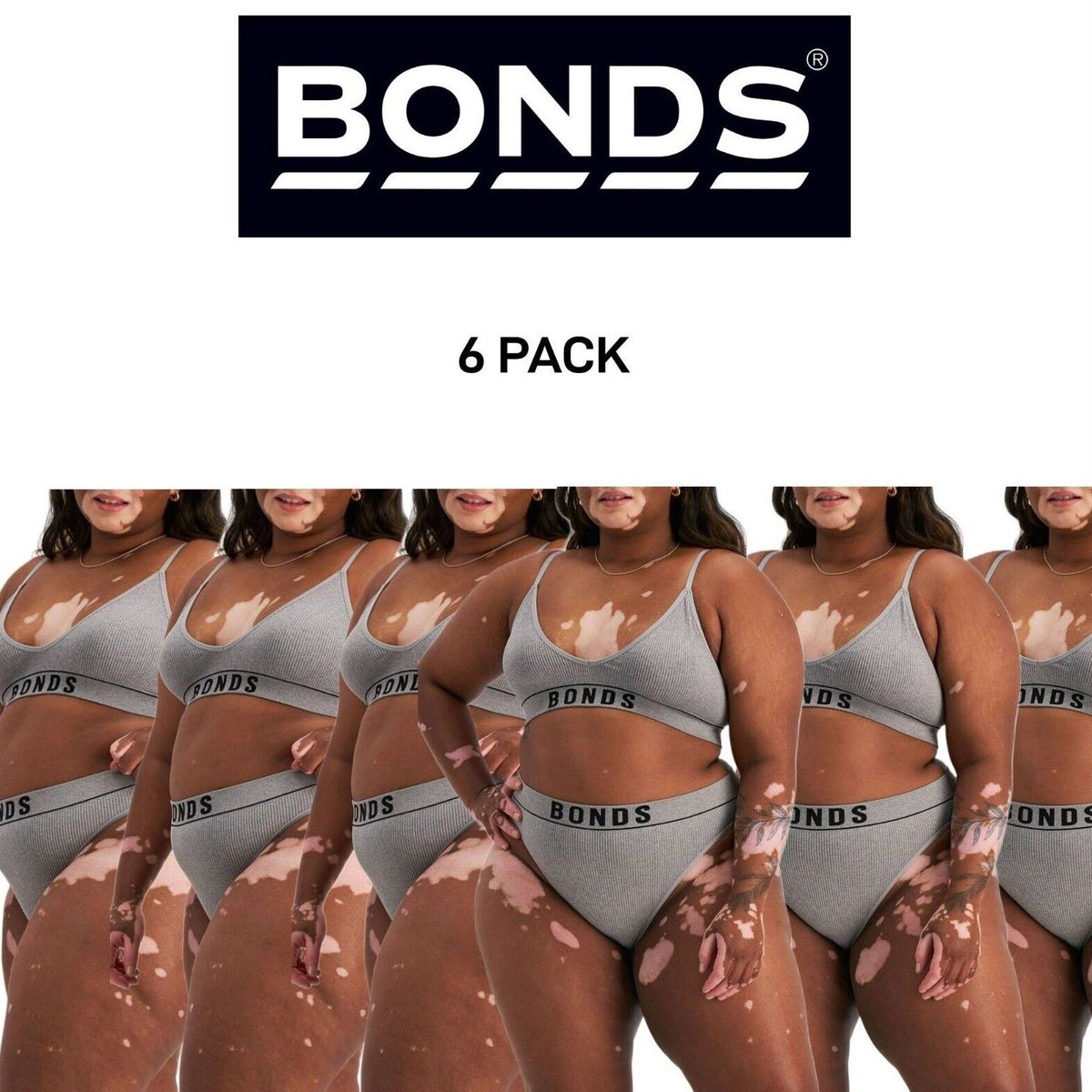 Bonds Womens Retro Rib Hi Leg Bikini Comfortable Smooth Waitband 6 Pack WU8GA