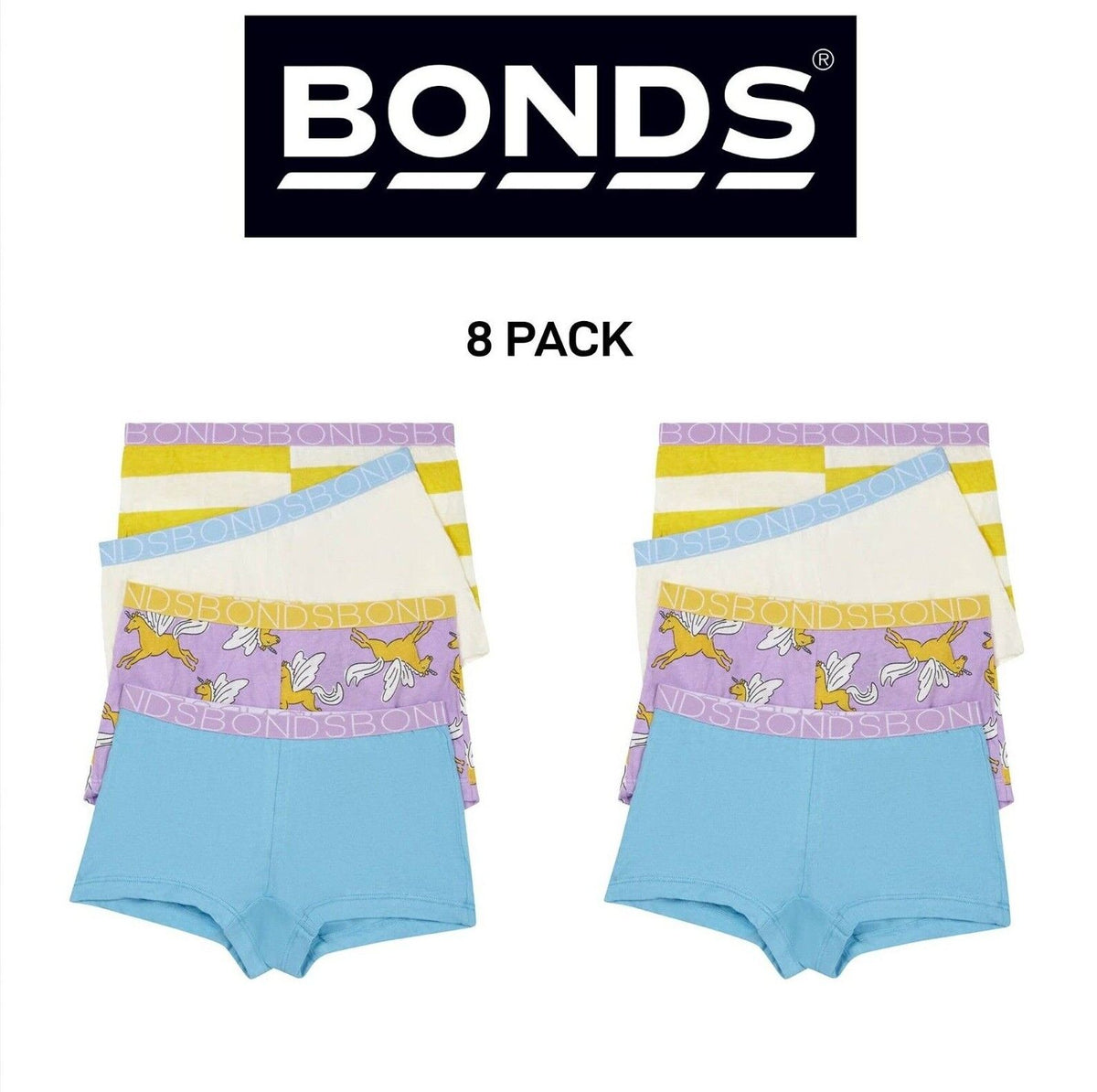 Bonds Girls Shortie Full Coverage Modesty Ultimate Soft Waistband 8 Pack UWCA4A