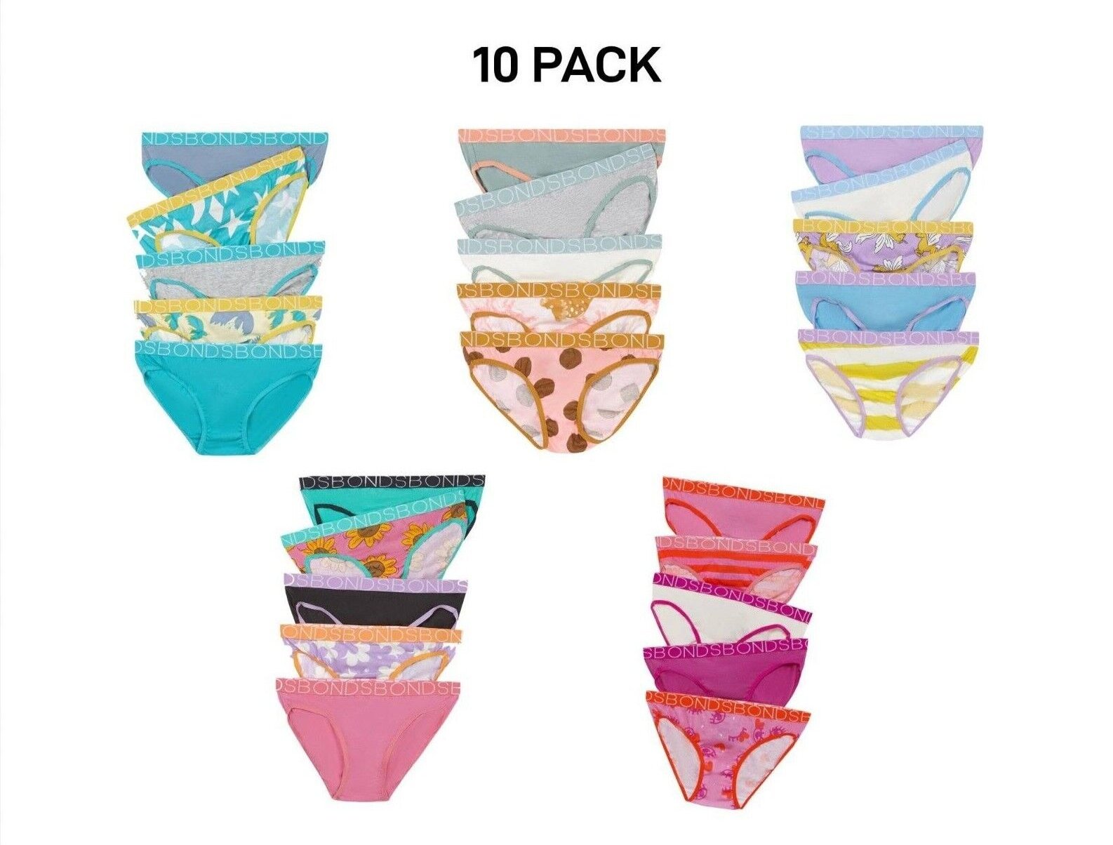Bonds Girls Bikini Soft and Stretchy Perfect Everyday Coverage 10 Pack UWNV5A