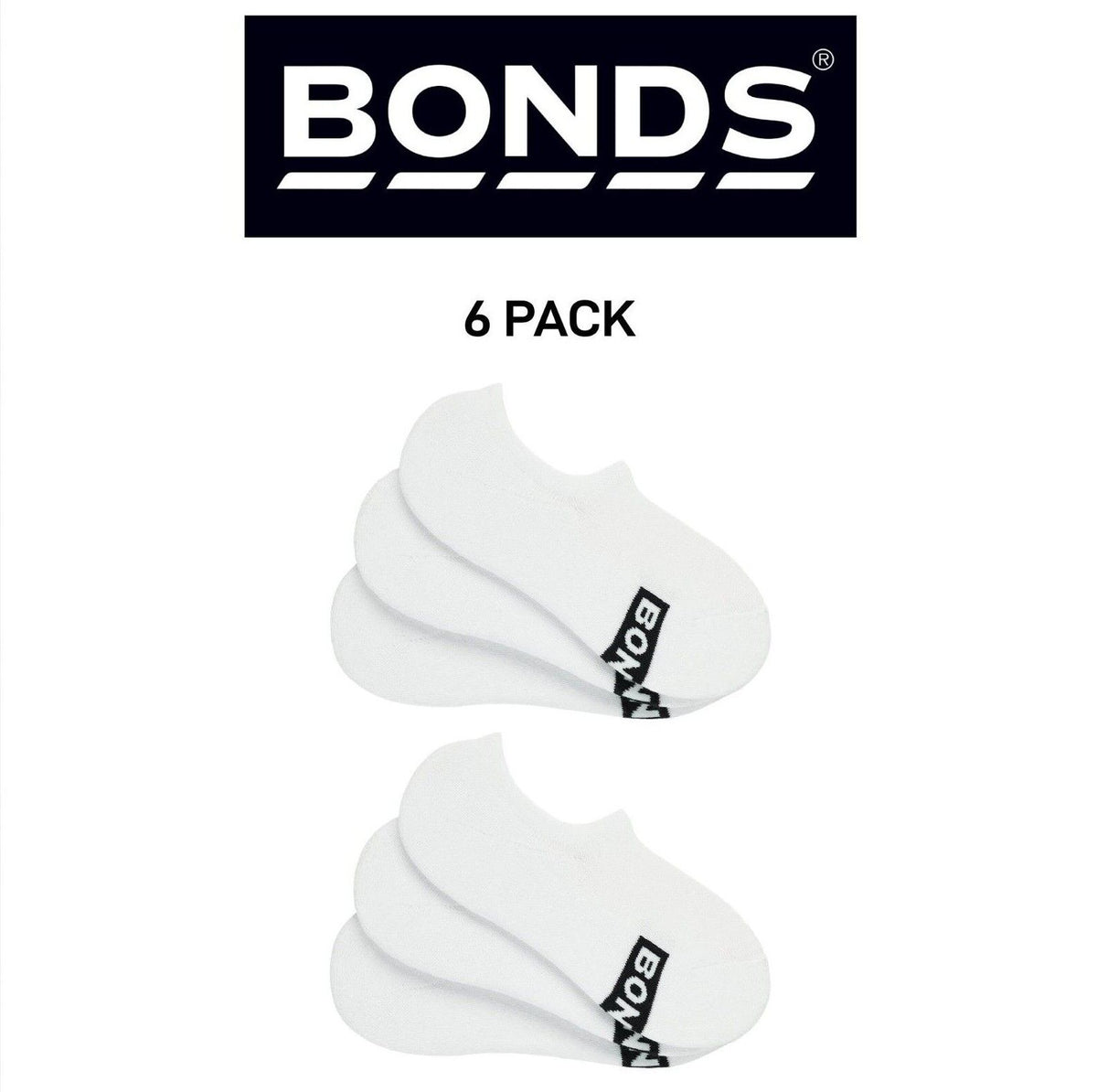 Bonds Mens Logo Sneaker Socks Cushioned Soles & Breathable Cotton 6 Pack SXKQ3N
