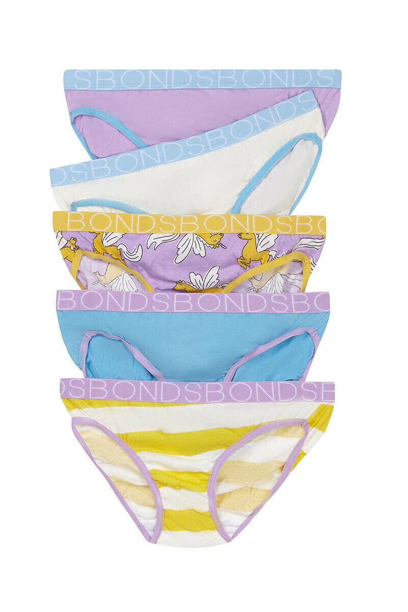 Bonds Girls Bikini Soft and Stretchy Perfect Everyday Coverage 5 Pack UWNV5A