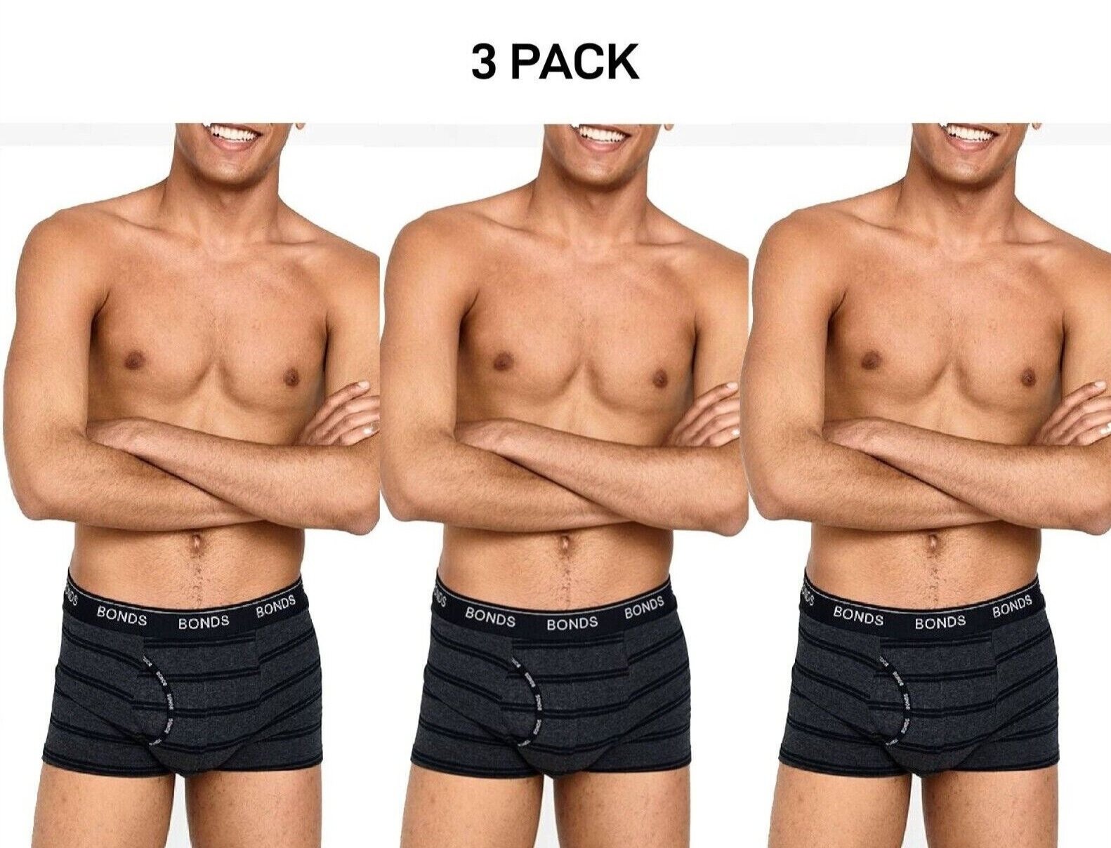Bonds Mens Guyfront Trunk Ultra Soft Elastic Waistband Seam Free 3 Pack MX3K