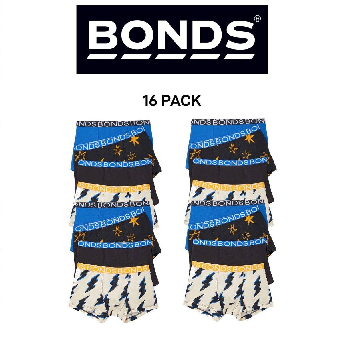 Bonds Boys Trunk Supportive Pouch with Comfy Coverage and Elastic 16 Pack UWCF4A