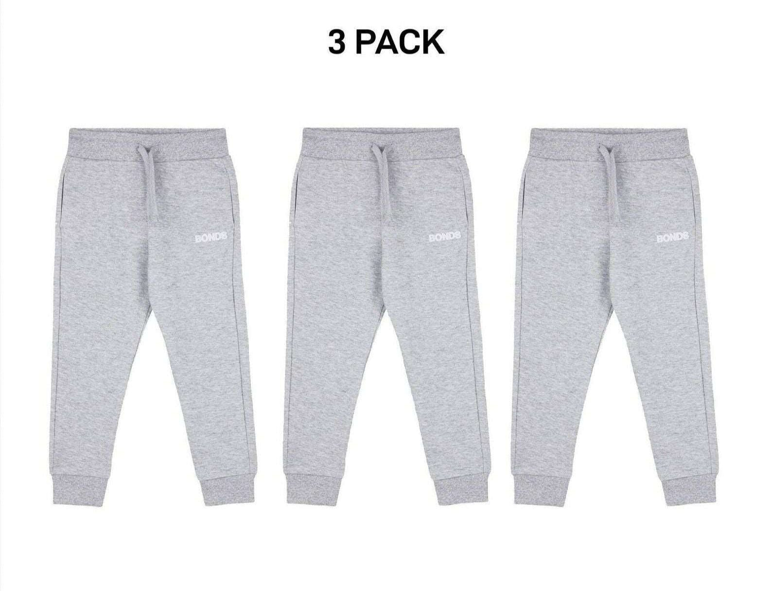 Bonds Baby Tech Sweats Trackie Lightweight and Warm Sporty Style 3 Pack KVQRA