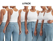 Bonds Womens Organic Chesty Singlet Flat-locked Side Seam Cotton Rib 6 Pack WTHY