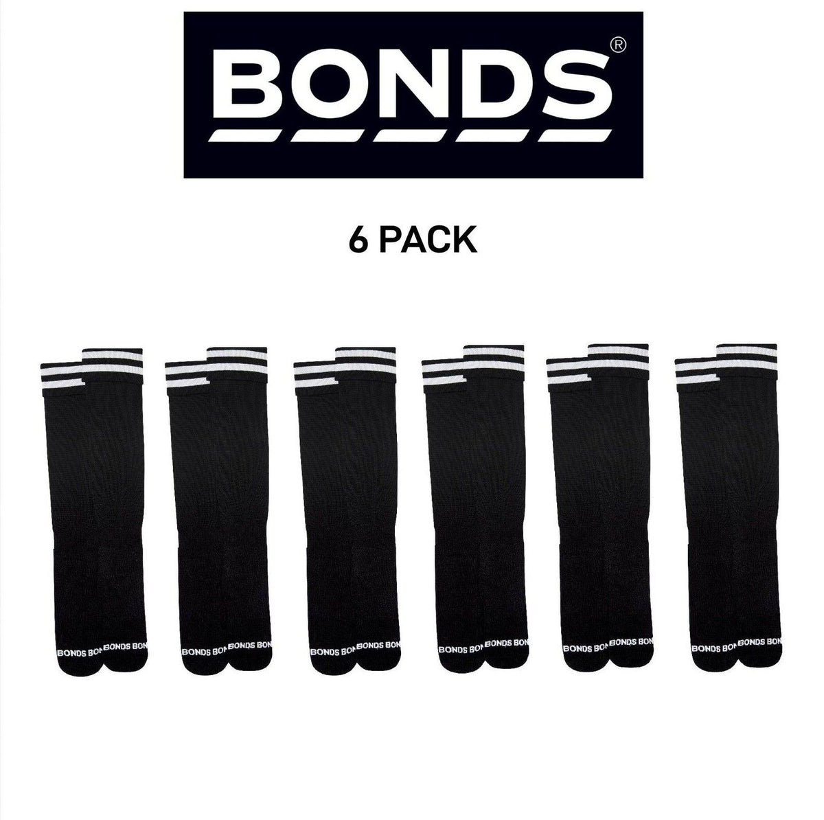 Bonds Mens Everyday Footy Football Sports Socks Comfy Arch Support 6 Pack SXMR1W