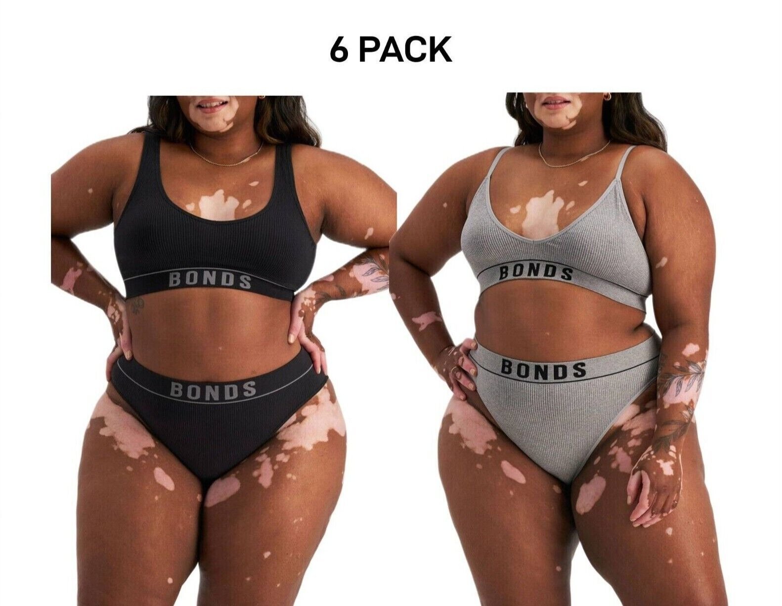 Bonds Womens Retro Rib Hi Leg Bikini Comfortable Smooth Waitband 6 Pack WU8GA