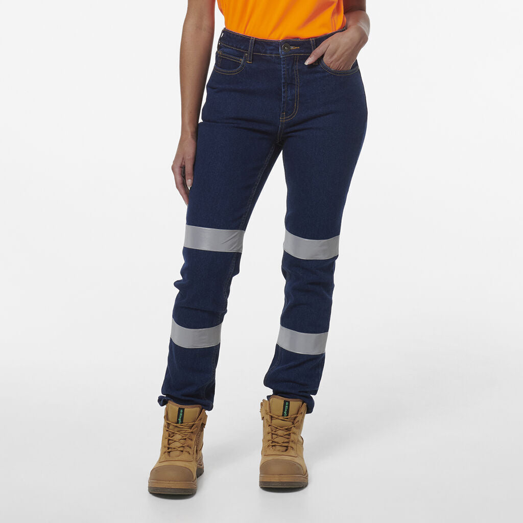 KINGGEE Womens Stretch Straight Workwear Denim Wide Leg 5 Pocket Jeans K43019