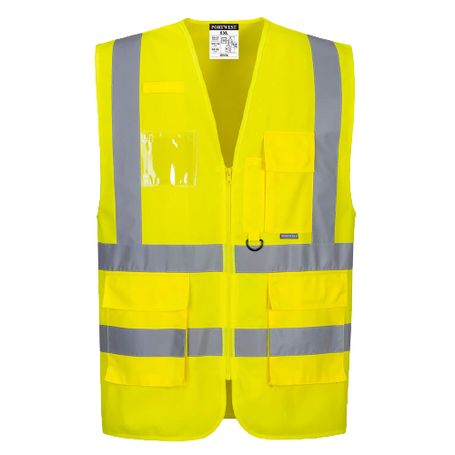 Portwest Hivis Executive Vest Lightweight Front Zip Reflective Work Safety MV476