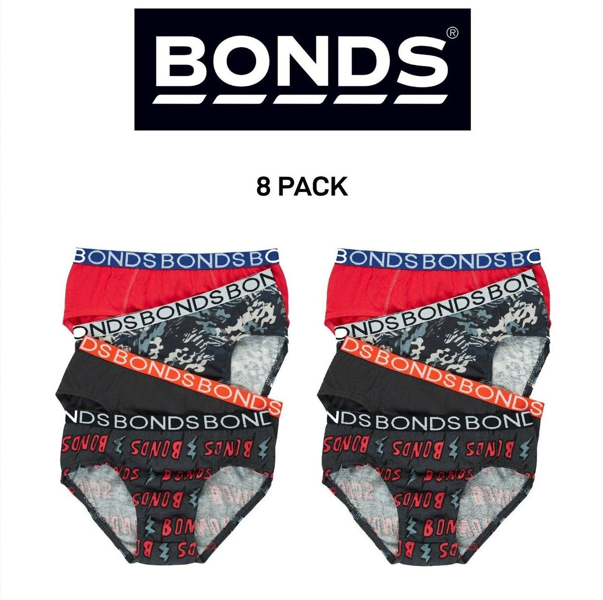 Bonds Boys Brief Comfortable Coverage Soft Elastic Waistband 8 Pack UXYK4A